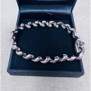 Vintage Italy Sterling Silver San Marco Twisted Link Bracelet 8 Inch Box Clasp